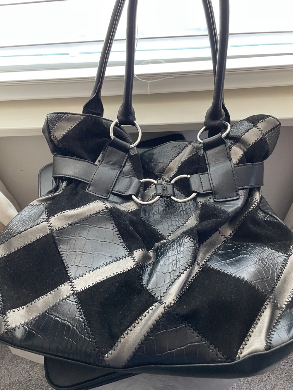 Nine West Black Patchwork Shoulder Bag